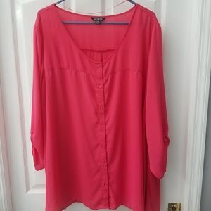 George Tops - Women's plus size pink button down blouse 26W/28W George Tops - Women's plus size pink button down blouse 26W/28W